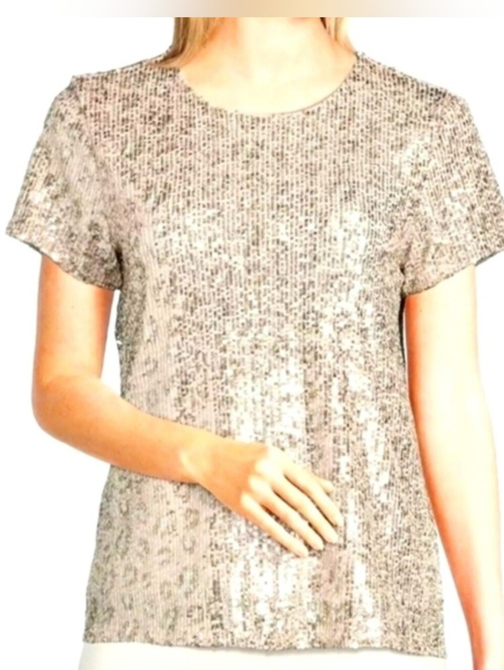 NWT Jude Connally Lex Mini Leopard Sequin Short Sleeve Tunic Top Women's Sz XS